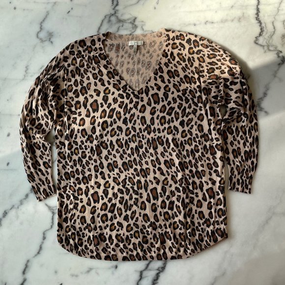Joie V-Neck Leopard Print Chyanne Sweater - Picture 4 of 12